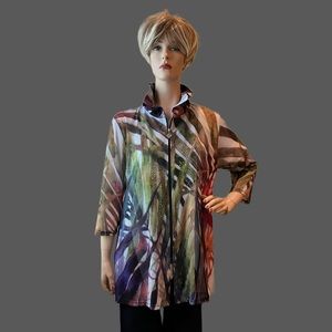 Valentina lady’s Jacket or Top Multicolored little rhinestones on the front.